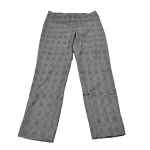 Zac & Rachel Women Grey White Plaid Windowpane Stretch Pants Sz 10 31x28 Pull-On